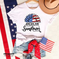 america sunflower shirt, usa flag flower t-shirt, 4th of jul