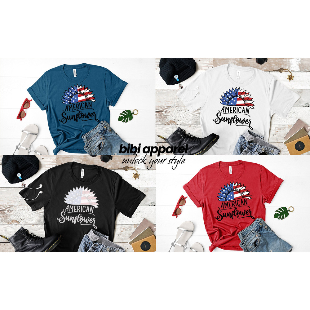 America Sunflower Shirt, USA FLAG Flower T-Shirt, 4th of July Flag Tee, Independence Day Shirt, Freedom Shirt, Patriotic Shirt - 2.jpg