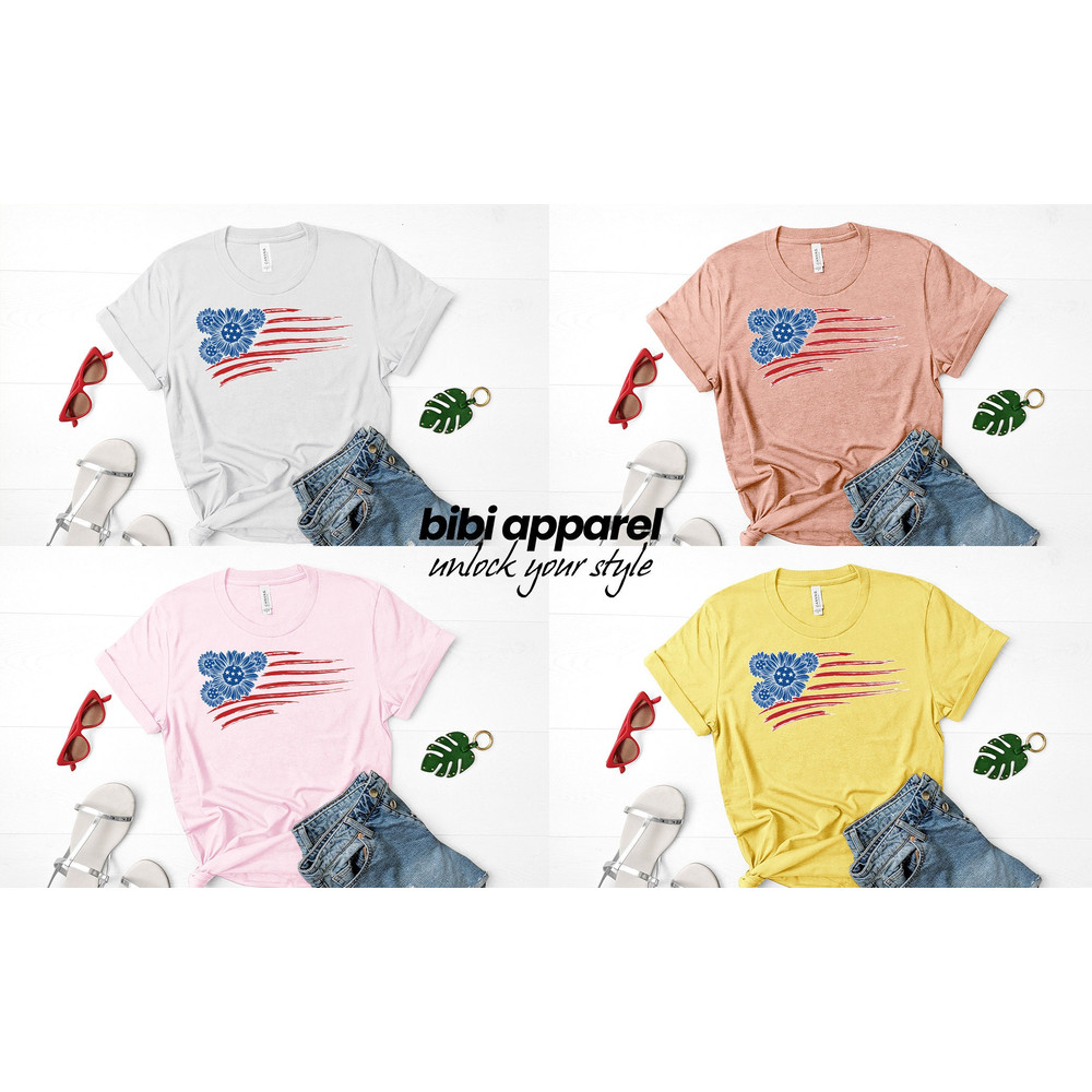 America Sunflower T-Shirt, USA Flag Flower Shirt, 4th Of July Patriotic Tee, USA Independence Shirt, American Freedom T-Shirt - 3.jpg