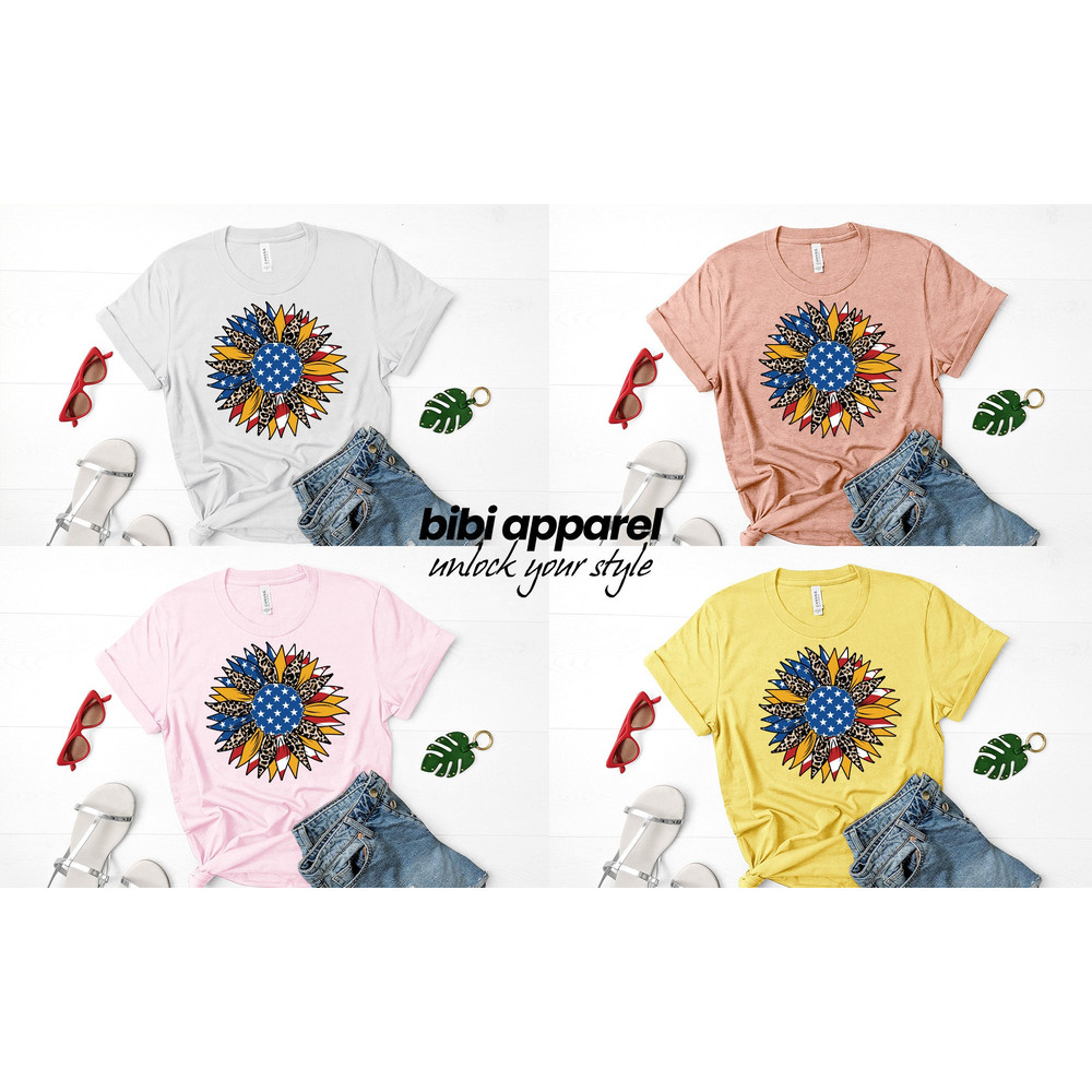 American Flag Sunflower, USA T-shirt, Sunflower, Sunflower Flag, Floral Flag Shirt, Patriotic Shirt, Bella Canvas, 4th of July Shirt, - 3.jpg