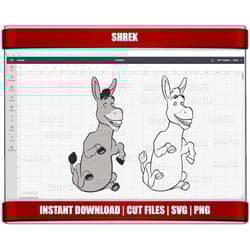 donkey svg, donkey png clipart, shrek birthday svg for cricut silhouette cut files, shrek svg png, instant download, dig