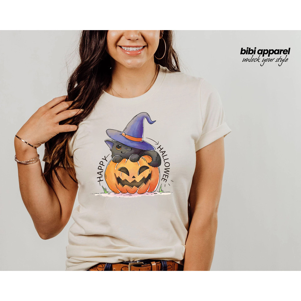 Black Cat on Pumpkin Sweatshirt, Sweater for fall, Black Cat Sweater, Halloween Black Cat Design, Halloween Gifts for Cat Owner - 1.jpg