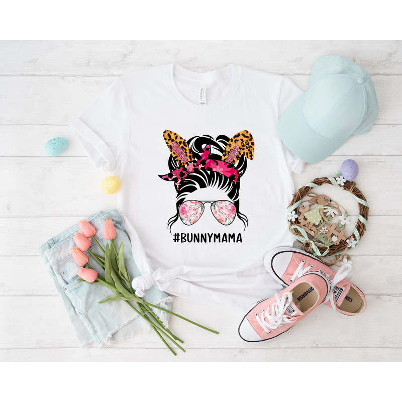 Bunny mama shirt, bunny shirt, Mama Shirt, Bunny with Glasses, Bunny Lover Gift, happy easter, easter outfit, happy easter day, funny easter - 1.jpg