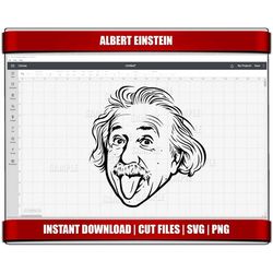 albert einstein svg, albert einstein png, instant download, albert einstein clipart svg, cricut cut files, silhouette cu