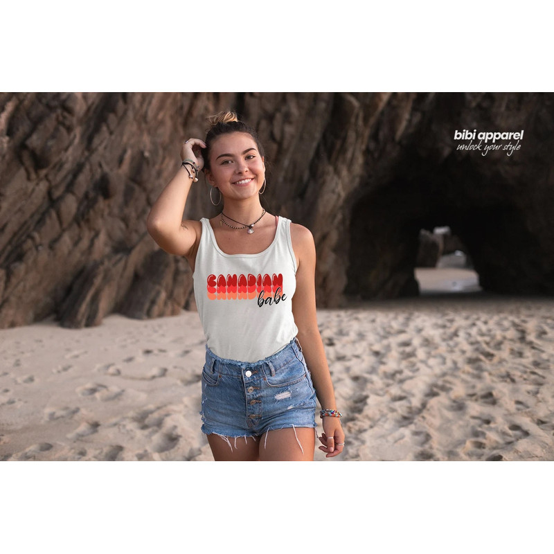 Canadian Babe Tank, Canada Day Shirt, Proud Canadian, Canada Babe Tank Top, July 1st shirt, Canadian Shirt, Party shirt, Retro Style Print - 1.jpg