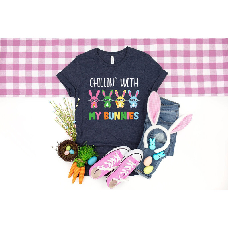 Chillin' with my bunnies shirt, easter shirt, bunny shirt, Bunny with Glasses, Bunny Lover Gift, happy easter, easter, happy easter day, - 2.jpg