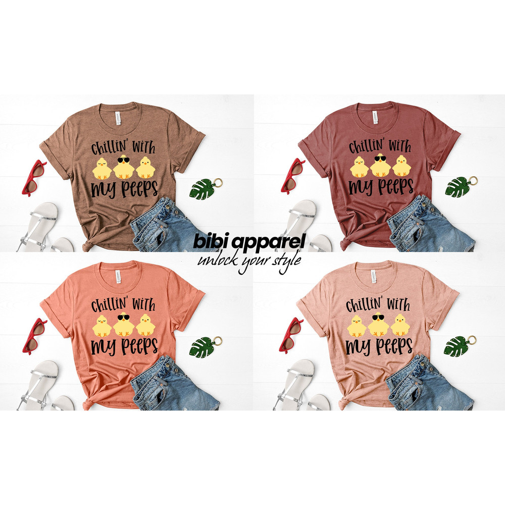 Chillin With My Peeps Easter Shirt, Bunny With Glasses Shirt, Cute Easter Shirt, Easter Day Shirt, Easter Bunny Shirt, Kids Easter Shirt - 2.jpg