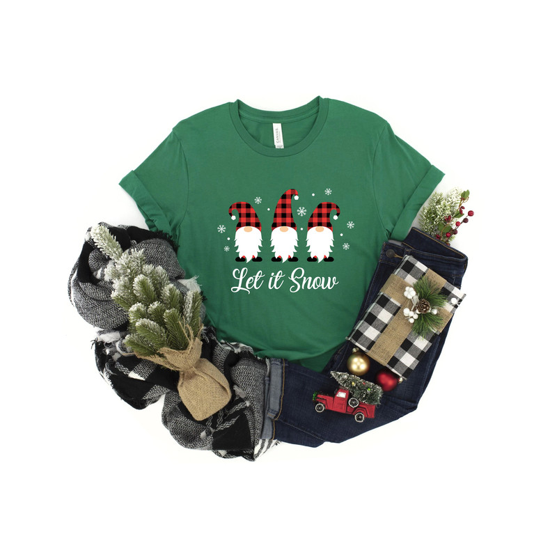 Christmas Gnomes, Let it snow, Gnomes Shirt, Buffalo Plaid Shirt, Christmas Shirt, Holiday Shirt, Ugly Christmas, Retro Chritstmas tee, - 3.jpg