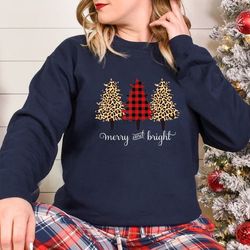 christmas tree shirt, merry bright shirt, buffalo plaid shir