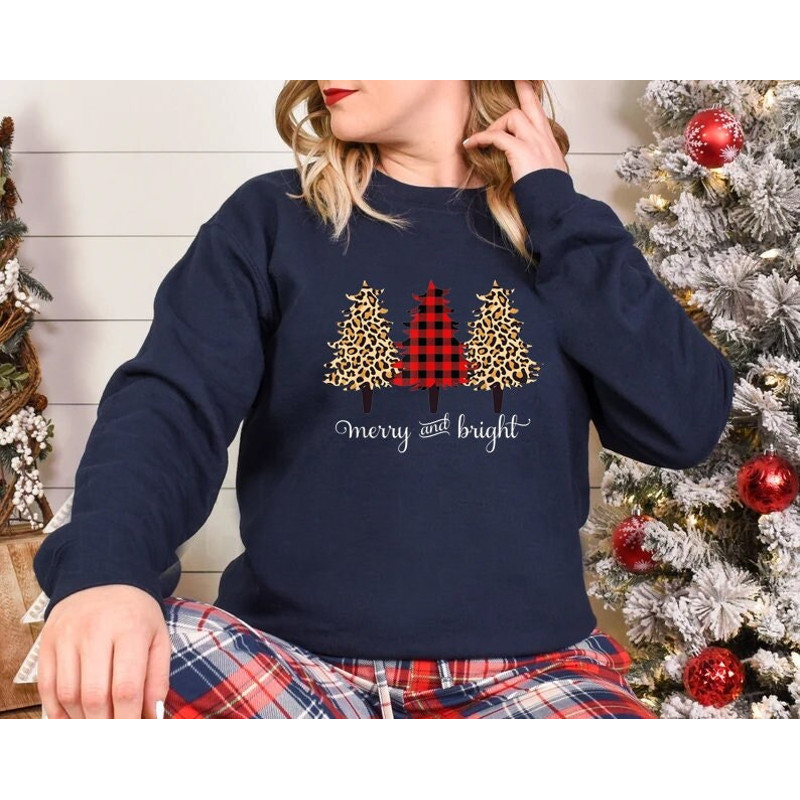 Christmas tree shirt, merry bright shirt, buffalo plaid shirt,leopard print, cheetah print, Christmas shirt, Christmas Sweatshirt, - 1.jpg