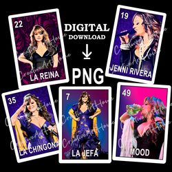 Jenni Rivera Loteria Card PNG digital download file, sublimation
