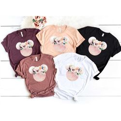 disney floral shirt, disney ears shirt, floral disney shirt, disney shirt, minnie t-shirt, floral shirt, disney design s