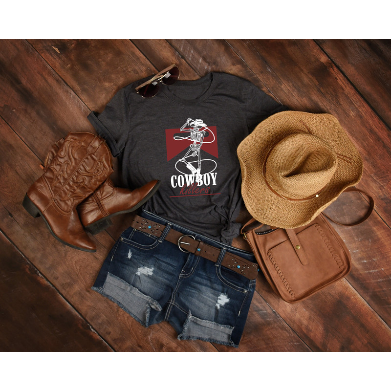 Cowboy killer skeleton shirt, cowboy shirt, cowgirl shirt, rodeo shirt, Howdy Shirt, texas sweatshirt, Western Graphic Tee, western shirt - 4.jpg