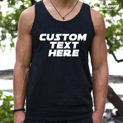 custom text tanks, custom text racer back tanks, make your o