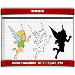 tinkerbell svg, tinkerbell clipart, cricut cut files, silhouette cut files, instant download, digital printable tinkerbe