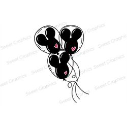mickey balloons with hearts svg