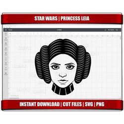 princess leia svg png clipart, star wars svg, instant download, cricut cut files, silhouette cut files, digital star war