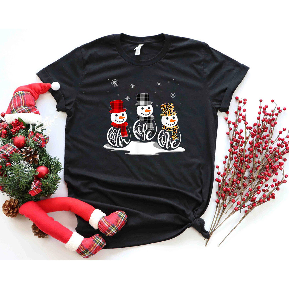 Faith hope love, Christmas shirt, Snowman Shirt, love jesus, Christmas snowman, Leopard christmas,  Jesus Christmas, Faith Hope Love Tee, - 2.jpg