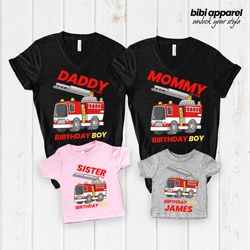 firefighter birthday shirts, fireman themed birthday party,