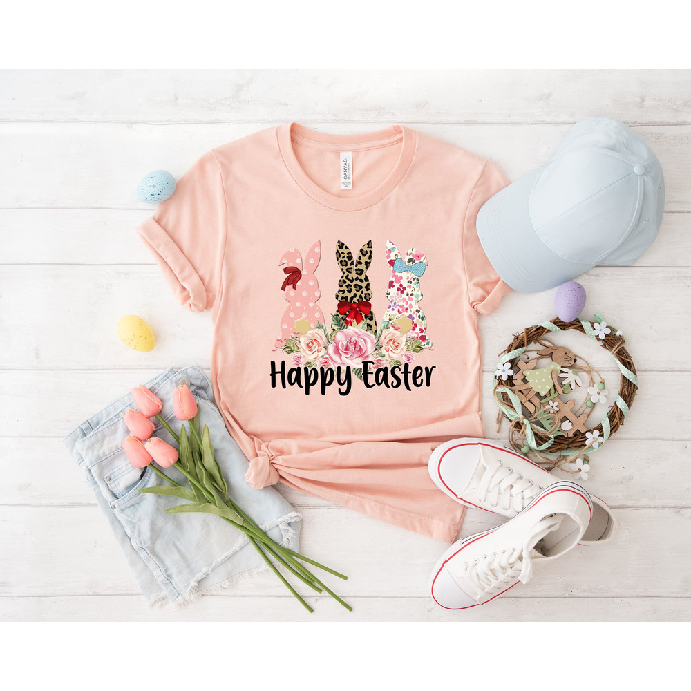 Floral Leopard happy easter bunny shirt, Happy Easter Shirt, leopard bunny shirt, Rabbit Lover Gift, Rabbit Shirt, Egg Shirt, bunny shirt, - 2.jpg