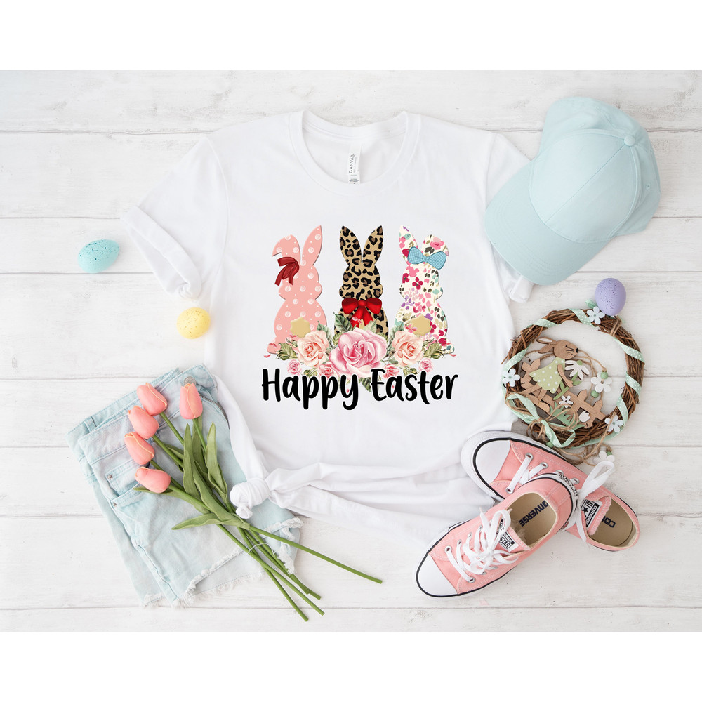 Floral Leopard happy easter bunny shirt, Happy Easter Shirt, leopard bunny shirt, Rabbit Lover Gift, Rabbit Shirt, Egg Shirt, bunny shirt, - 4.jpg