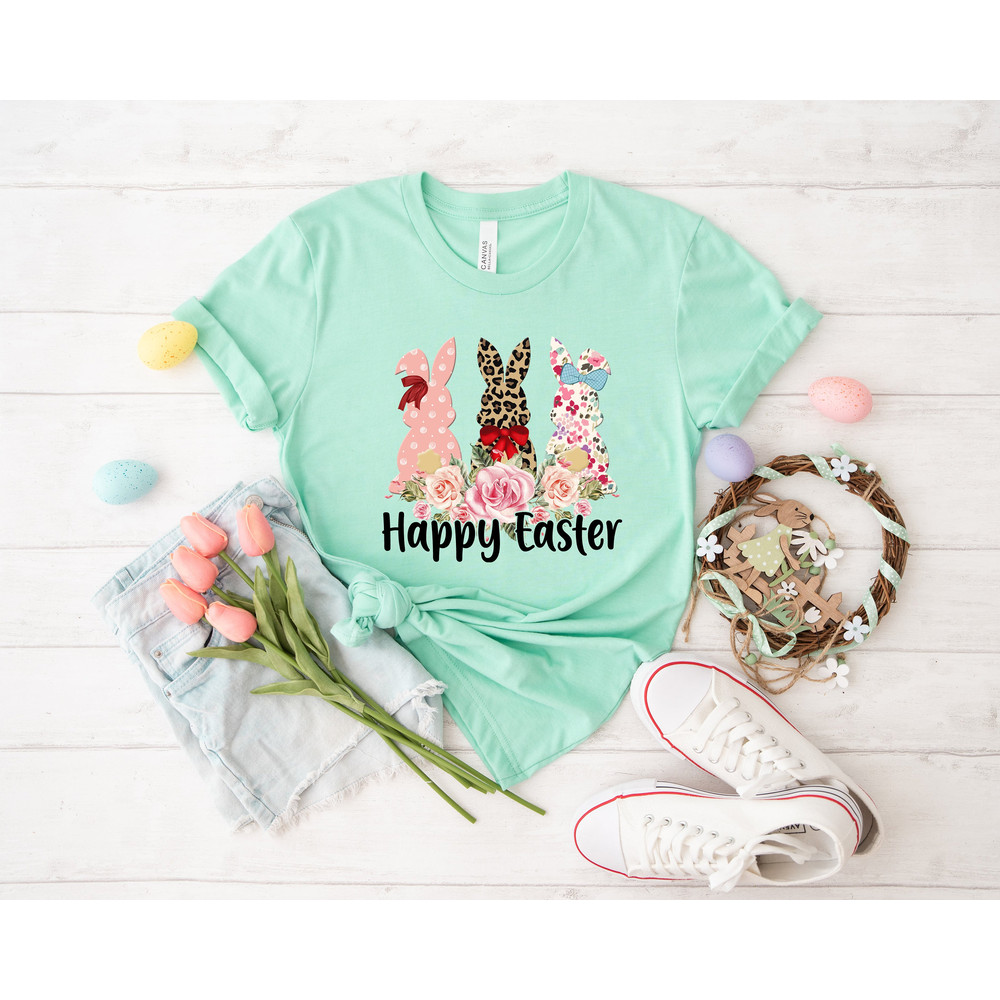 Floral Leopard happy easter bunny shirt, Happy Easter Shirt, leopard bunny shirt, Rabbit Lover Gift, Rabbit Shirt, Egg Shirt, bunny shirt, - 5.jpg