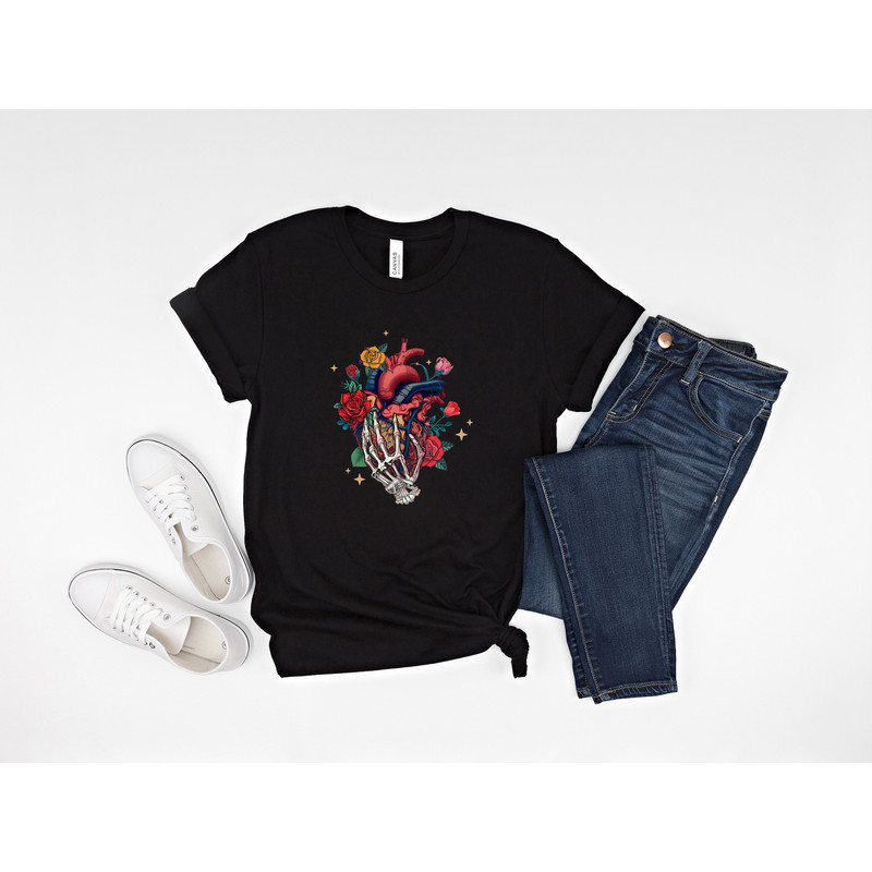 Floral Skeleton, Goth Valentine's Day, My Bloody Valentine, Gothic Valentine, Gothic Heart, Gothic Shirt, Skeleton Couple, Skeletons in Love - 2.jpg