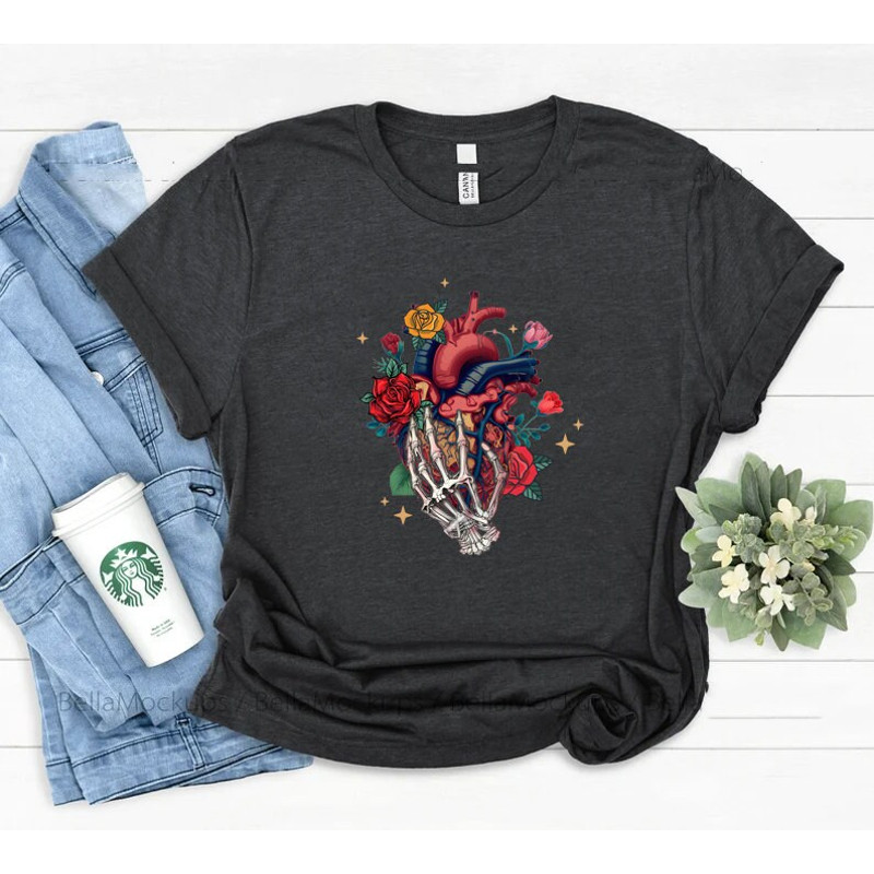 Floral Skeleton, Goth Valentine's Day, My Bloody Valentine, Gothic Valentine, Gothic Heart, Gothic Shirt, Skeleton Couple, Skeletons in Love - 3.jpg