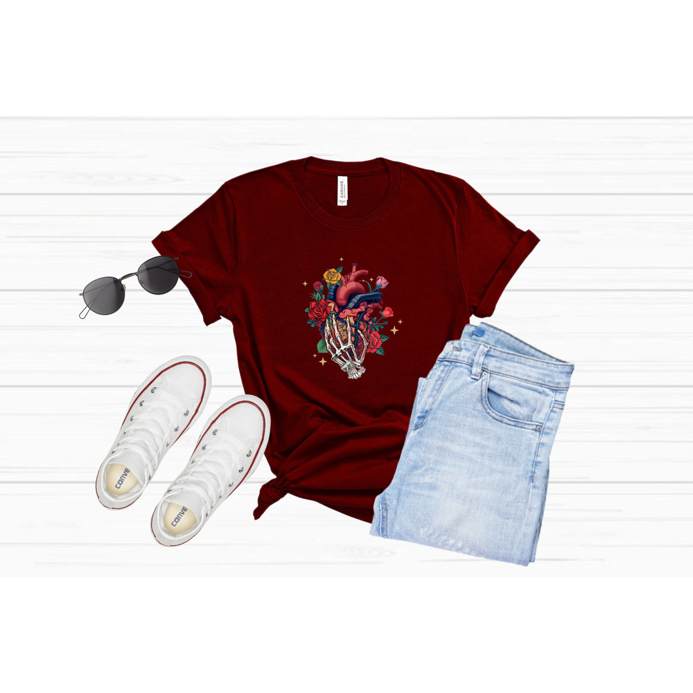 Floral Skeleton, Goth Valentine's Day, My Bloody Valentine, Gothic Valentine, Gothic Heart, Gothic Shirt, Skeleton Couple, Skeletons in Love - 4.jpg