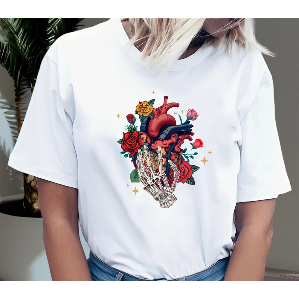 Floral Skeleton, Goth Valentine's Day, My Bloody Valentine, Gothic Valentine, Gothic Heart, Gothic Shirt, Skeleton Couple, Skeletons in Love - 6.jpg