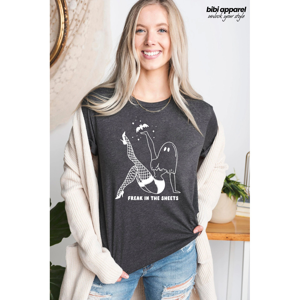 Freak In The Sheets Shirt Funny Halloween Shirt, Naughty Ghost Shirt, Halloween Party Shirt, Trick or Treat Shirt, Bella Canvas - 2.jpg