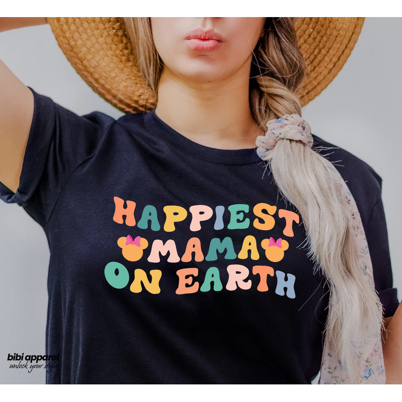 Happiest MAMA On Earth Shirt, Matching Mouse Ears Shirts, Colorful Family Trip T-Shirts, Shirts For Mom, Mama Outfit, Happiest Place - 1.jpg
