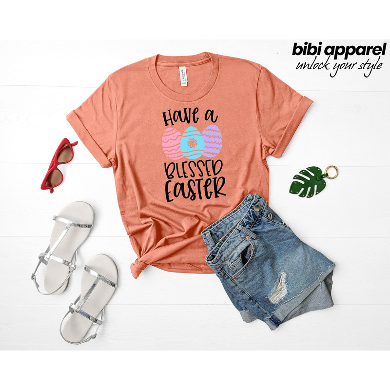 Have a Blessed Easter T-Shirt - Kids Easter Shirt - Spring Vacation Tee - Egg Hunting Season T-shirt - Egg Present T-Shirt - Church Shirt - 1.jpg