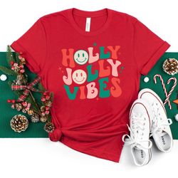 holly jolly vibes, snowman shirt, boho christmas tee, christ
