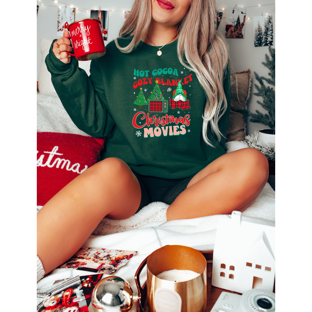 Hot Cocoa Christmas Vibes Sweatshirt, Hot Cocoa Cozy Blankets and Christmas Movies, Christmas Sweatshirt for women, Holiday Sweatshirt - 2.jpg
