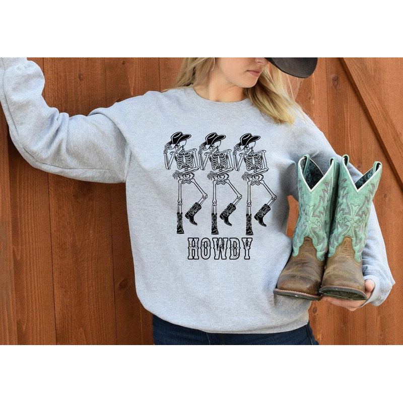 Howdy Dancing Skeleton western shirt, Howdy Shirt, dancing skeleton, texas sweatshirt, Western Graphic Tee, country music shirt, rodeo shirt - 4.jpg