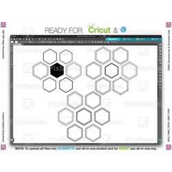 hexagon frame bundle svg, hexagon monogram frame svg, keychain hexagon background geometric frame decal cut file for cri