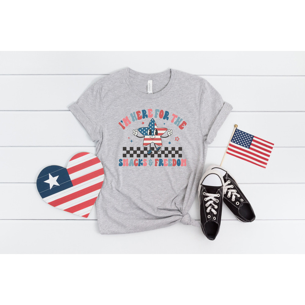 I'm Here for the Snacks and Freedom Shirt, Patriotic Kids Onesie, Fourth of July Tee, American Girl, American Boy, USA Proud, 4th of July - 2.jpg