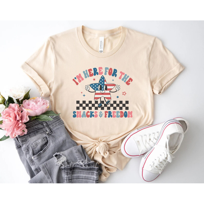 I'm Here for the Snacks and Freedom Shirt, Patriotic Kids Onesie, Fourth of July Tee, American Girl, American Boy, USA Proud, 4th of July - 3.jpg