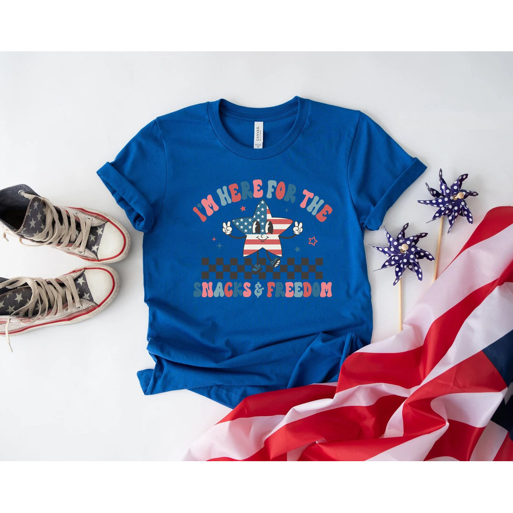 I'm Here for the Snacks and Freedom Shirt, Patriotic Kids Onesie, Fourth of July Tee, American Girl, American Boy, USA Proud, 4th of July - 6.jpg