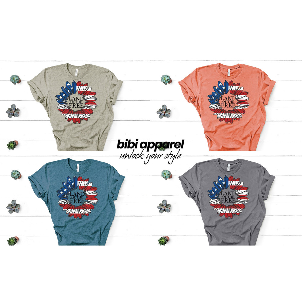 Land of the Free Sunflower T-Shirt, Sunflower Shirt, 4th Of July Shirt, Independence Day Shirt, Fourth Of July Shirt, 4th of July Gift - 2.jpg