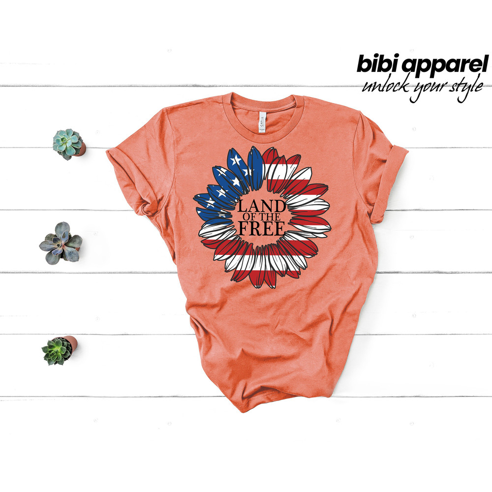 Land of the Free Sunflower T-Shirt, Sunflower Shirt, 4th Of July Shirt, Independence Day Shirt, Fourth Of July Shirt, 4th of July Gift - 3.jpg