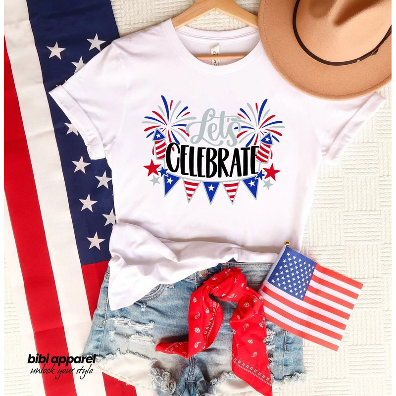 Let's Celebrate Shirt, 4th of July Shirt, America Shirt, Land of the Free America Because of the Brave Shirt, Fourth of July Shirt - 1.jpg