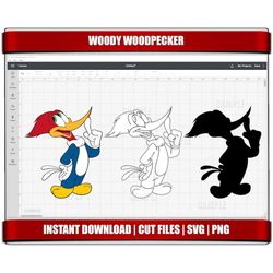 woody svg, woody woodpecker svg, woody png, woody clipart, instant download, digital printable woody, cricut cut files,