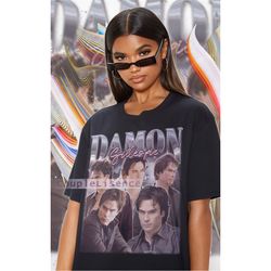 retro vintage damon salvatore | damon salvatore homage tshirt | damon salvatore fan tees | damon salvatore retro 90s swe