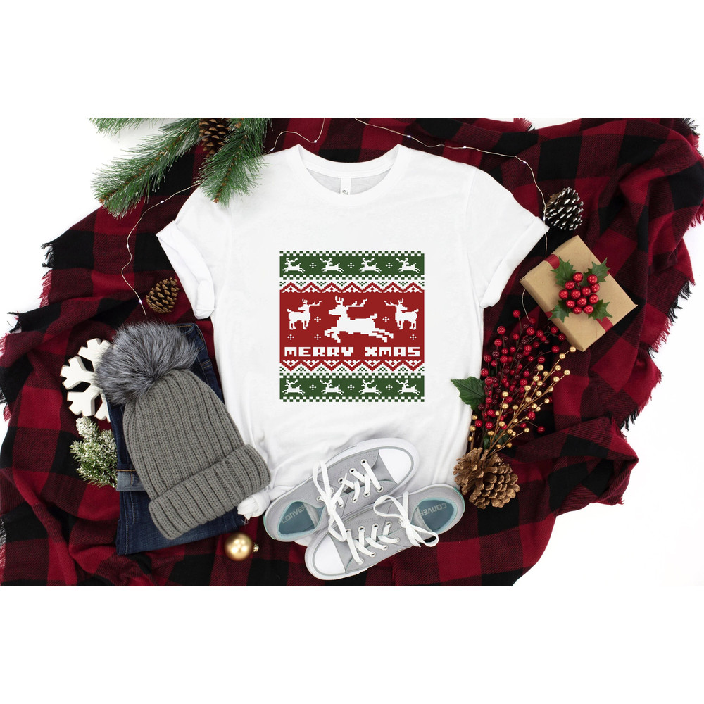 Merry Christmas shirt, Ugly Sweater, Ugly Sweatshirt, funny xmas shirts, deer and tree, family christmas, cute christmas shirt, - 1.jpg