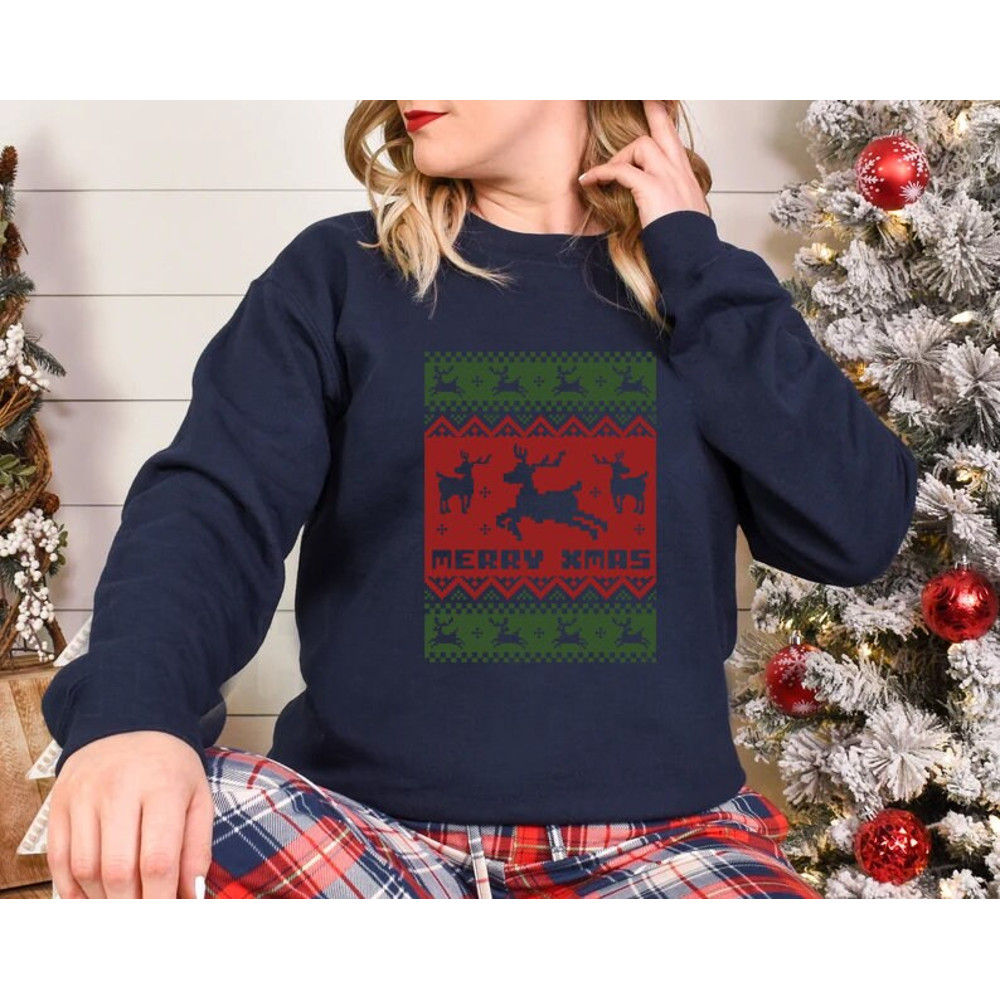 Merry Christmas shirt, Ugly Sweater, Ugly Sweatshirt, funny xmas shirts, deer and tree, family christmas, cute christmas shirt, - 3.jpg