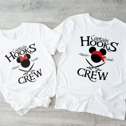 mickey and minnie captain hooks neverland crew shirt, disney