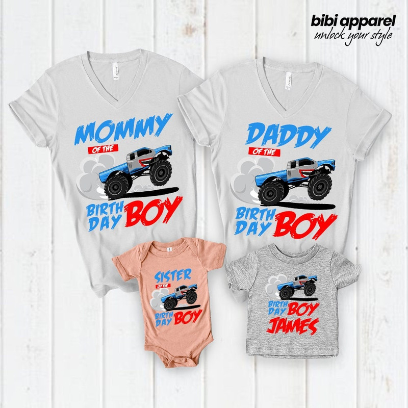 Monster Truck Birthday Shirt, Birthday Boy Monster Truck Shirt, Family Birthday Truck Shirt, Custom This Is How I Roll Birthday Shirt - 1.jpg