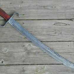 handmade beautiful custom hand forged swords damascus steel with leather sheath hunting swords gift mk6080m